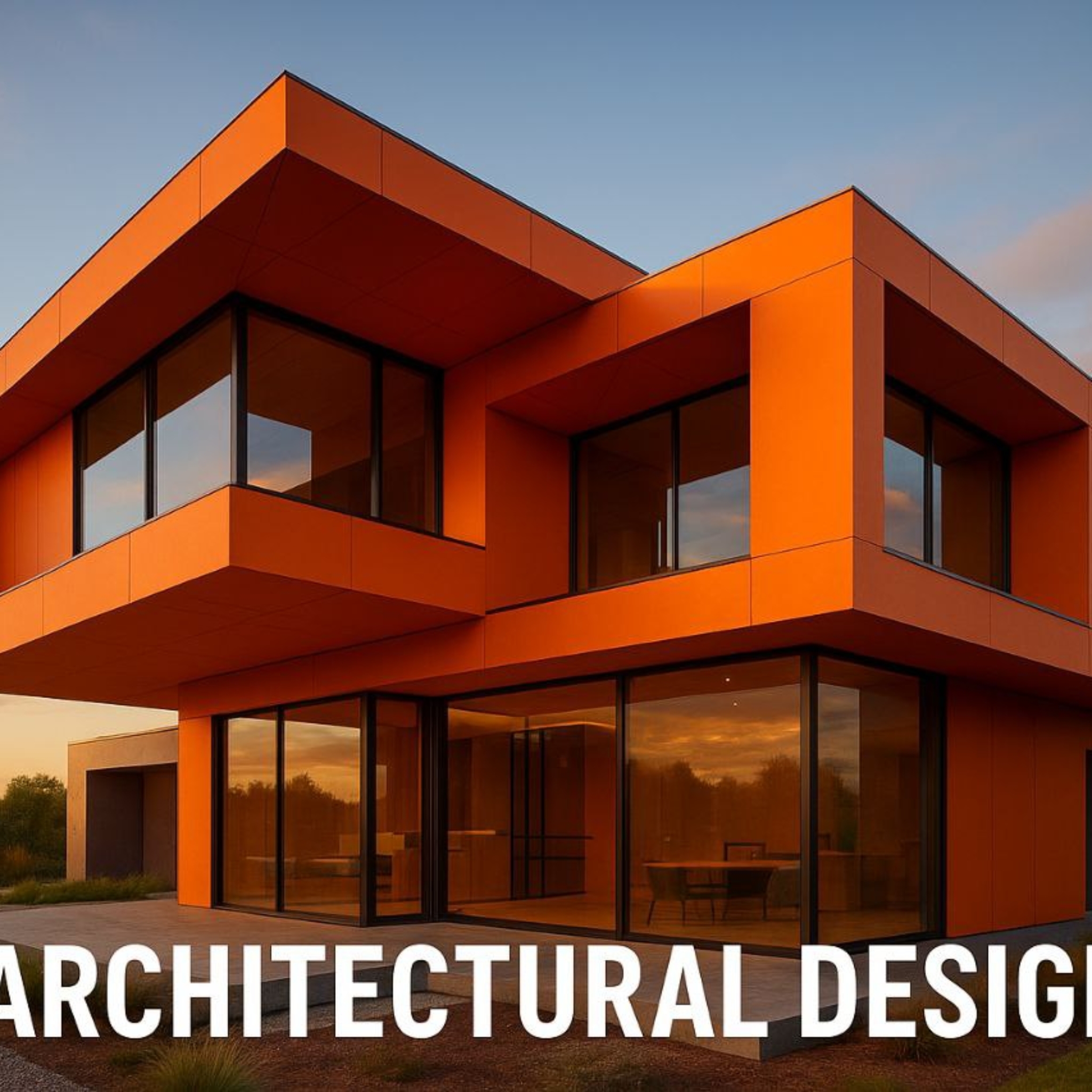 Orange minimal villa with modern architectural design