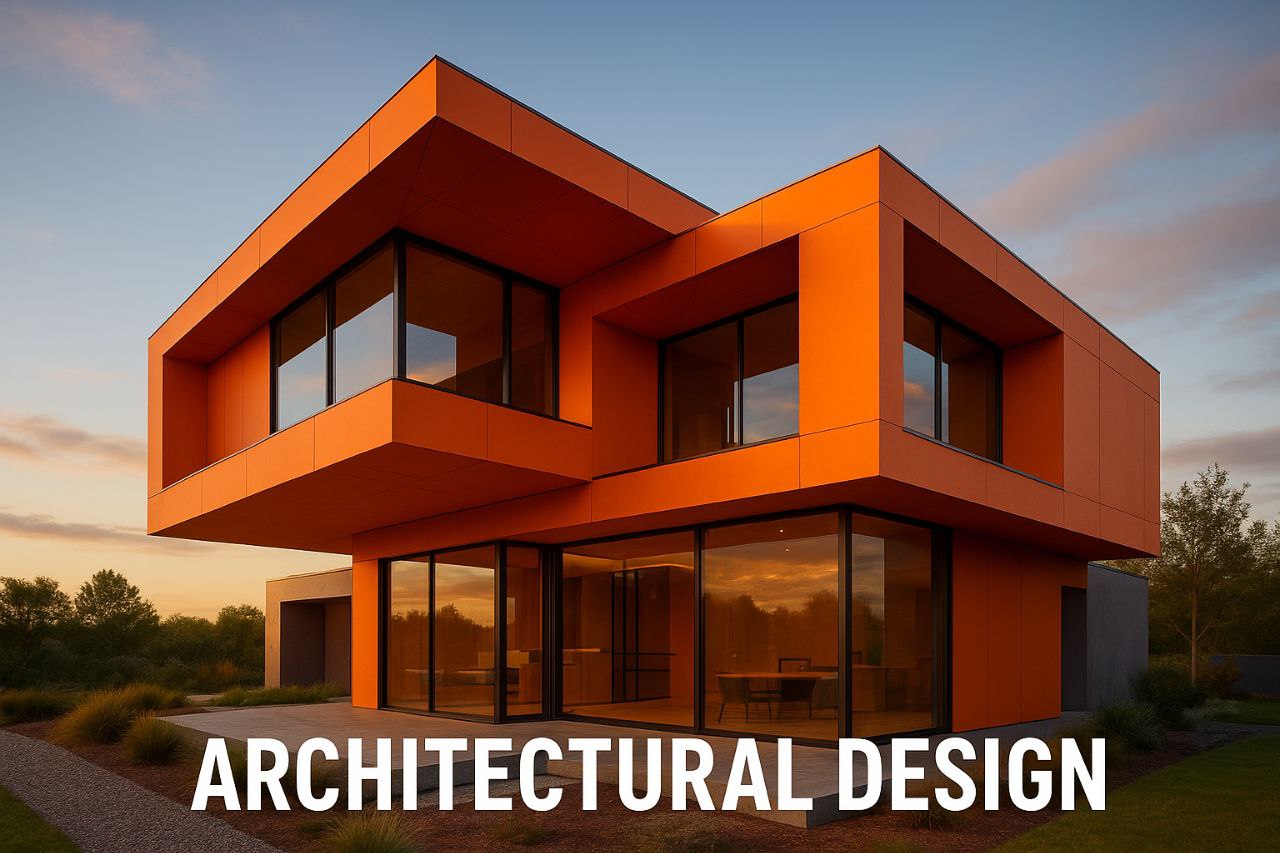 Orange minimal villa with modern architectural design